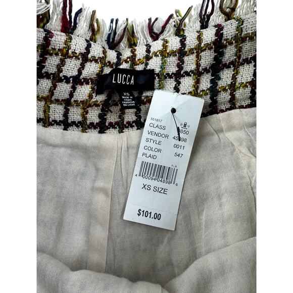 Lucca Tweed Fringe Plaid Classy Preppy Kick Flare Pants Women's Size XS - Picture 7 of 10